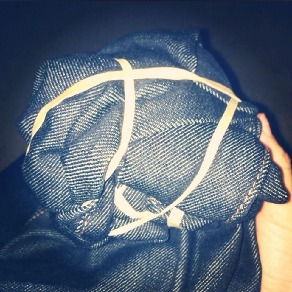 There's no right or wrong way to do this, have fun with it! Eventually the leg will look like a crunched up ball. Repeat with the other leg.