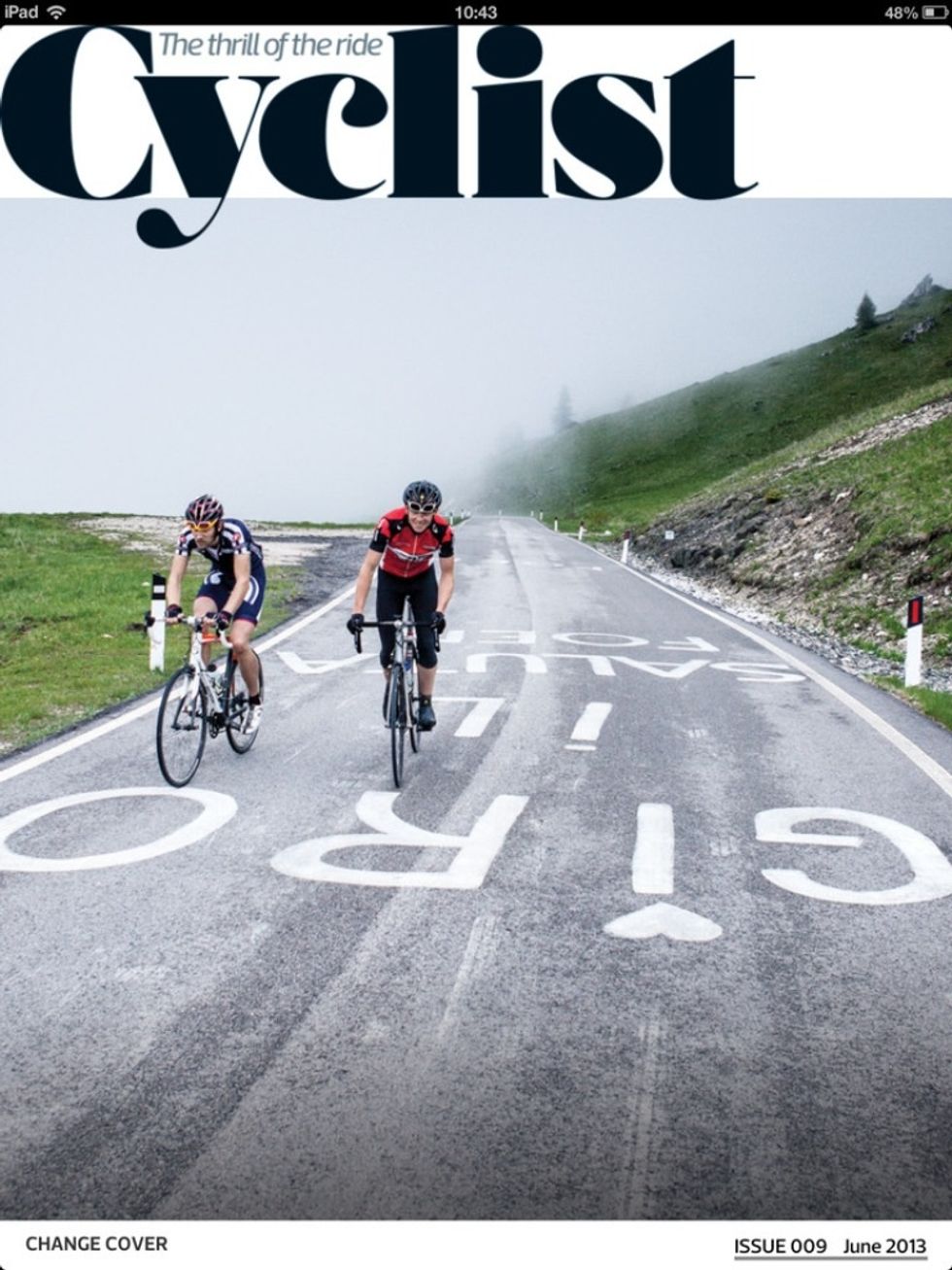 There's no shortage of great cycling magazines for the iPad. Cycling Active, Momentum Magazine and Rouleur are three that stand out. The one featured in the image is Cyclist.