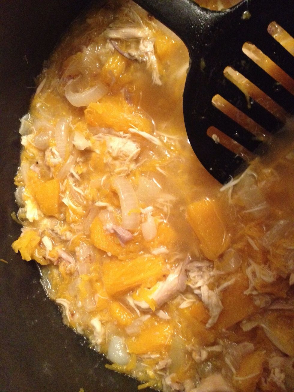 (There's some chicken bits in mine because I had some in my frozen broth but its not needed) This is the end of the second recipe. I like it best this way but my son prefers the next. Dish up a bowl!