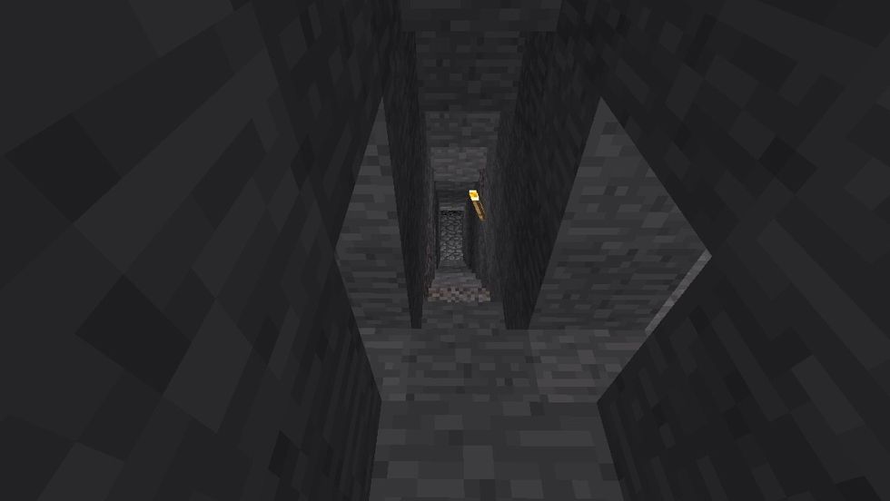 There. This is the 8th block up from bedrock. This is my lucky diamond level. What I do is make a doorway either side of level 8....,
