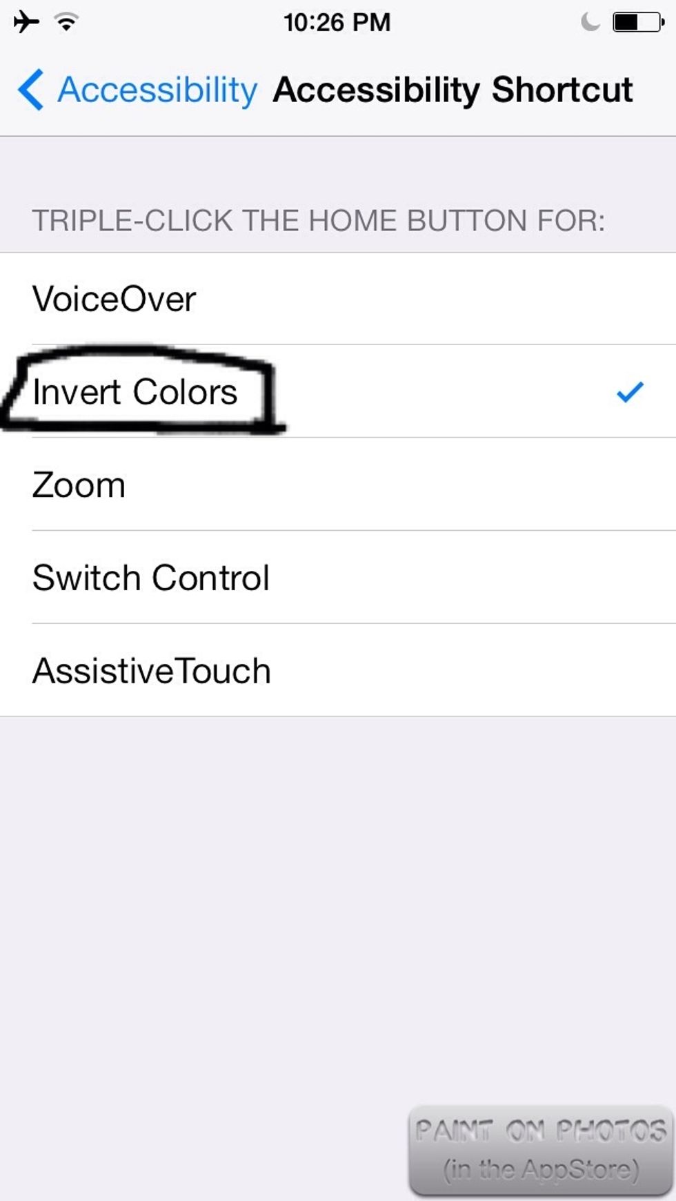 There will be a bunch of options, but you will have to select invert colors.