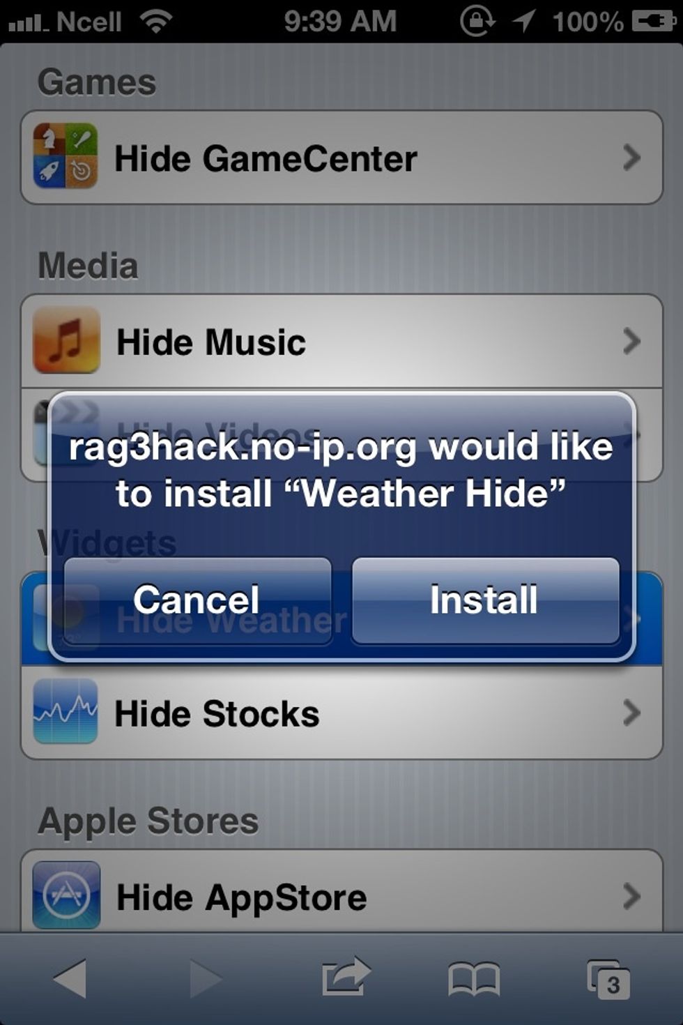 There will be a prompt message asking you to install. Tap the \u201cinstall\u201d link and it will take you to the Home Screen.