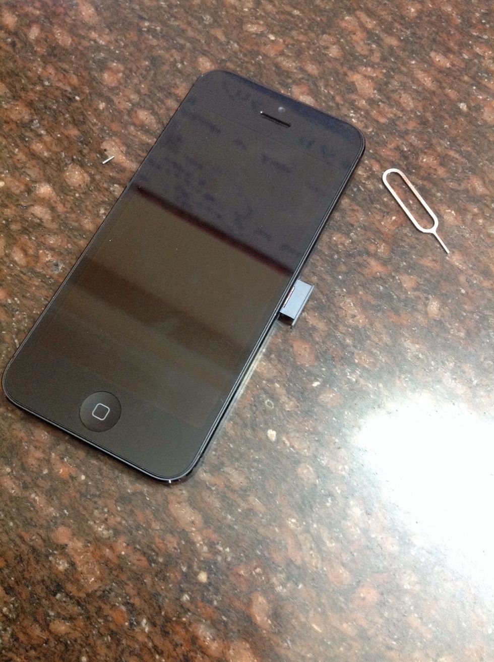 There will be a small pin like object in the box of your apple device used to open the slot