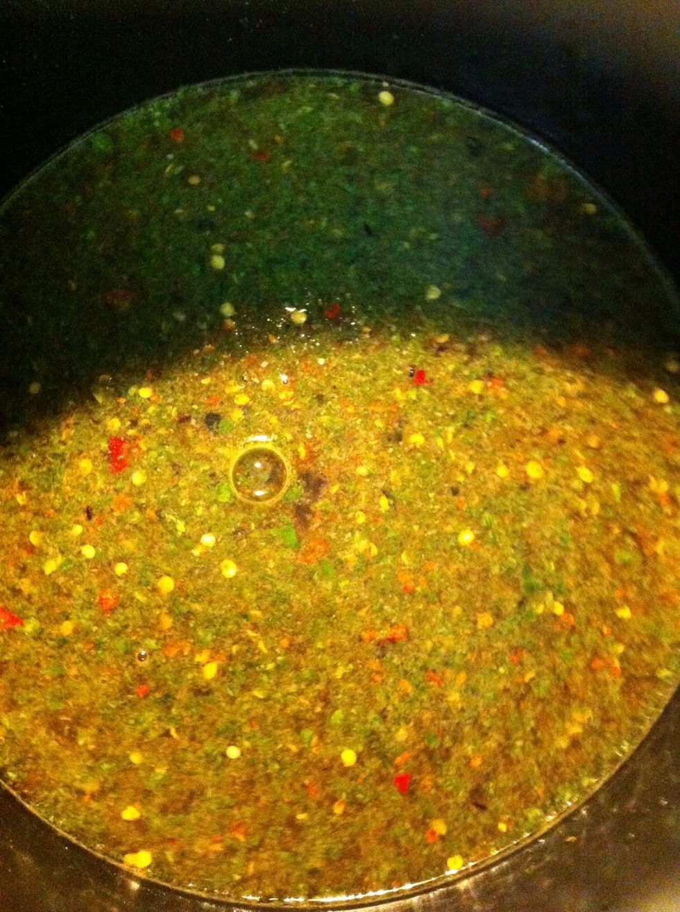 There you can see I grounded all the ingredients and added to the boiling tamarind water.