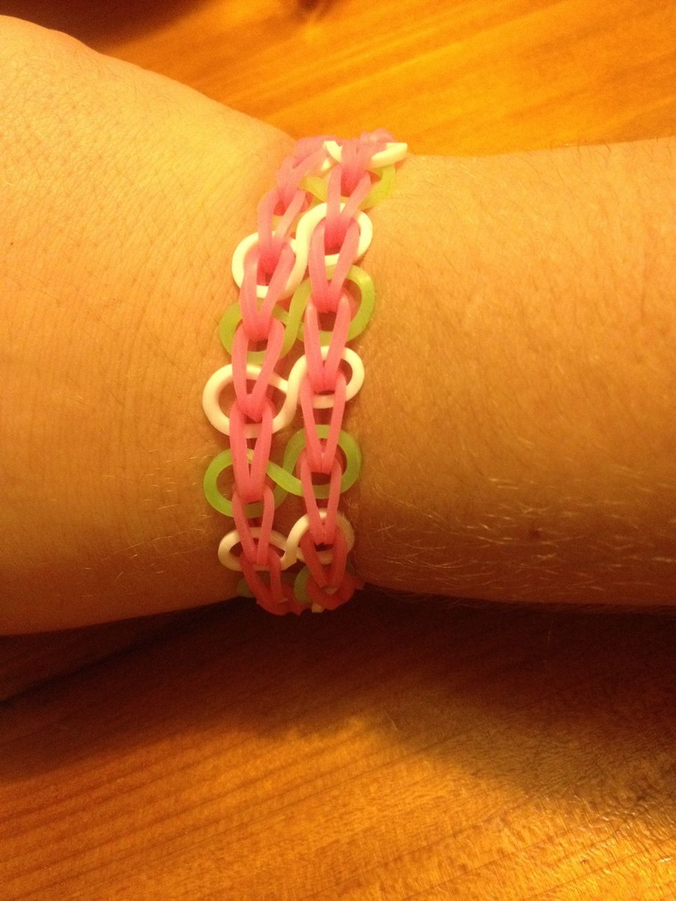 There you have it a infinity loom bracelet with a double band fish tail extension.! Get creative with colours.! Please leave feed back if at any point instructions are not clear or helpful..