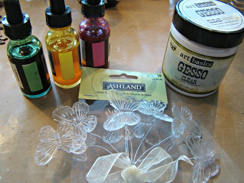 These are acrylic and will not hold the inks, so giv them two coats of clear gesso to provide tooth for the Minx inks to hold onto. Once the gesso is dry I added 3 coats of the inks for vibrancy.