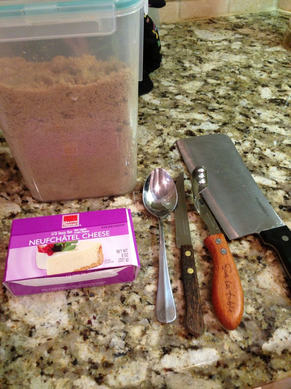 These are all the ingredients and tools that you need as well as a bowl and bacon