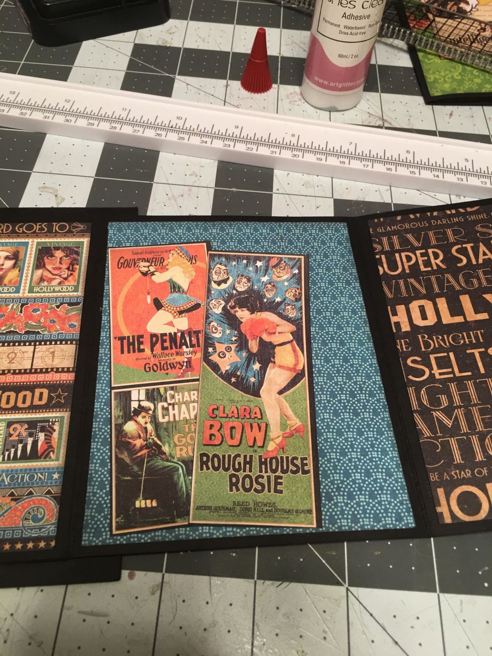 These are also attached with glue on the bottom edge only,if desired you can also attach each on the left with a line of glue on the left side. The far left one is glued to page, other is glued to tag