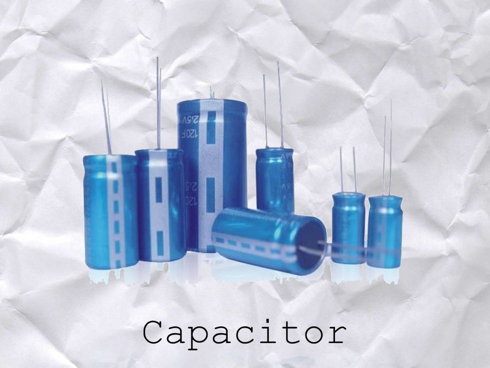 These are CAPACITORS. They are like temporary rechargeable batteries. They can HOLD a certain CAPACITY of electrons and they can also DISCHARGE (leak) a certain amount of electrons.