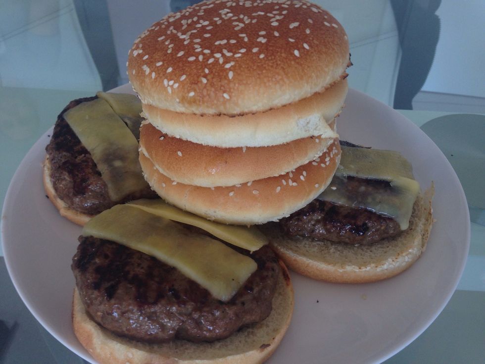 These are cooked medium-well, although my personal preference is medium, especially since we know exactly what type of meat went into making them.