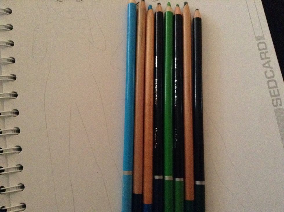 These are my colours: four blue and four green.