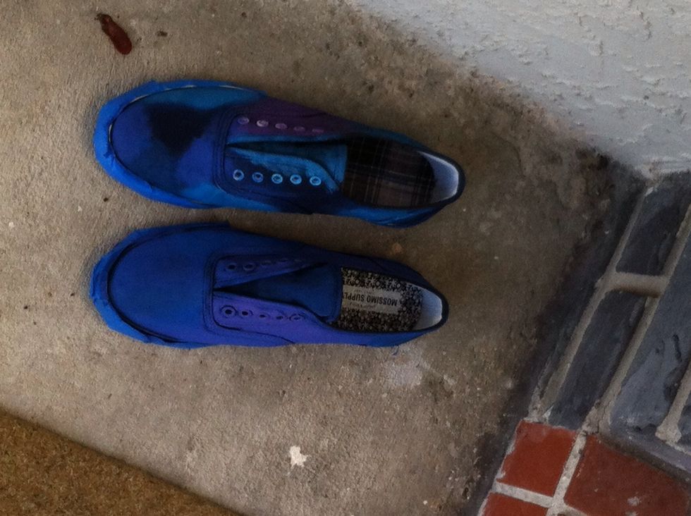 These are my friend and I's right shoe after drying (mine is the first one)