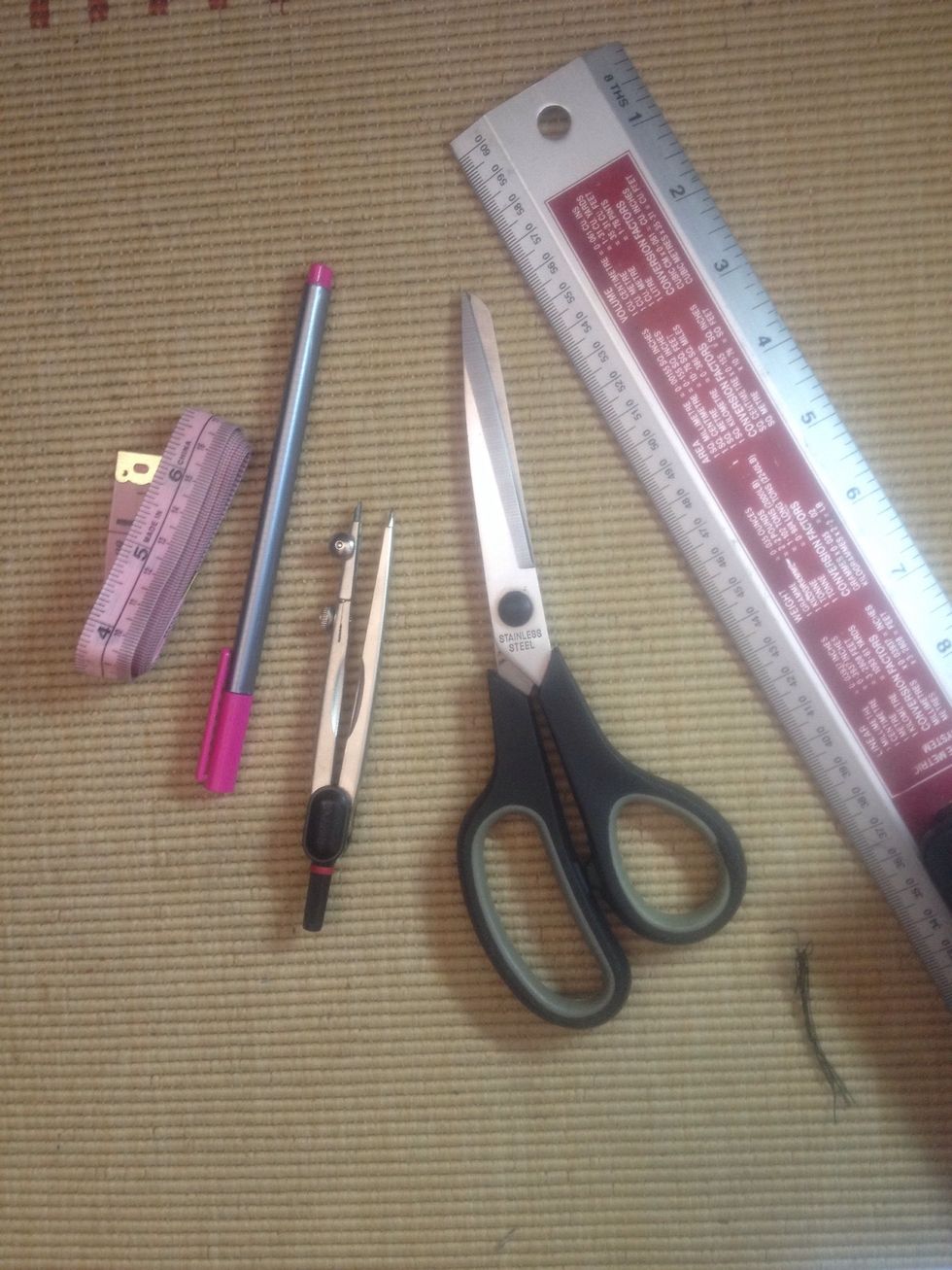 These are my supplies. I don't use the same scissors for fabric and paper as the blades will get blunt and not cut fabric cleanly.