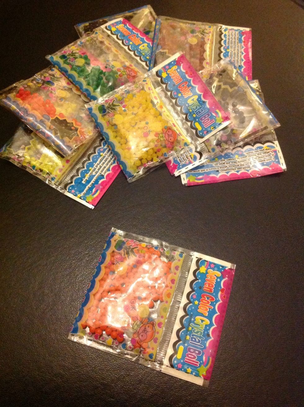 These are my water gel beads which I got from eBay. They take some time to grow but produce wonderful results.