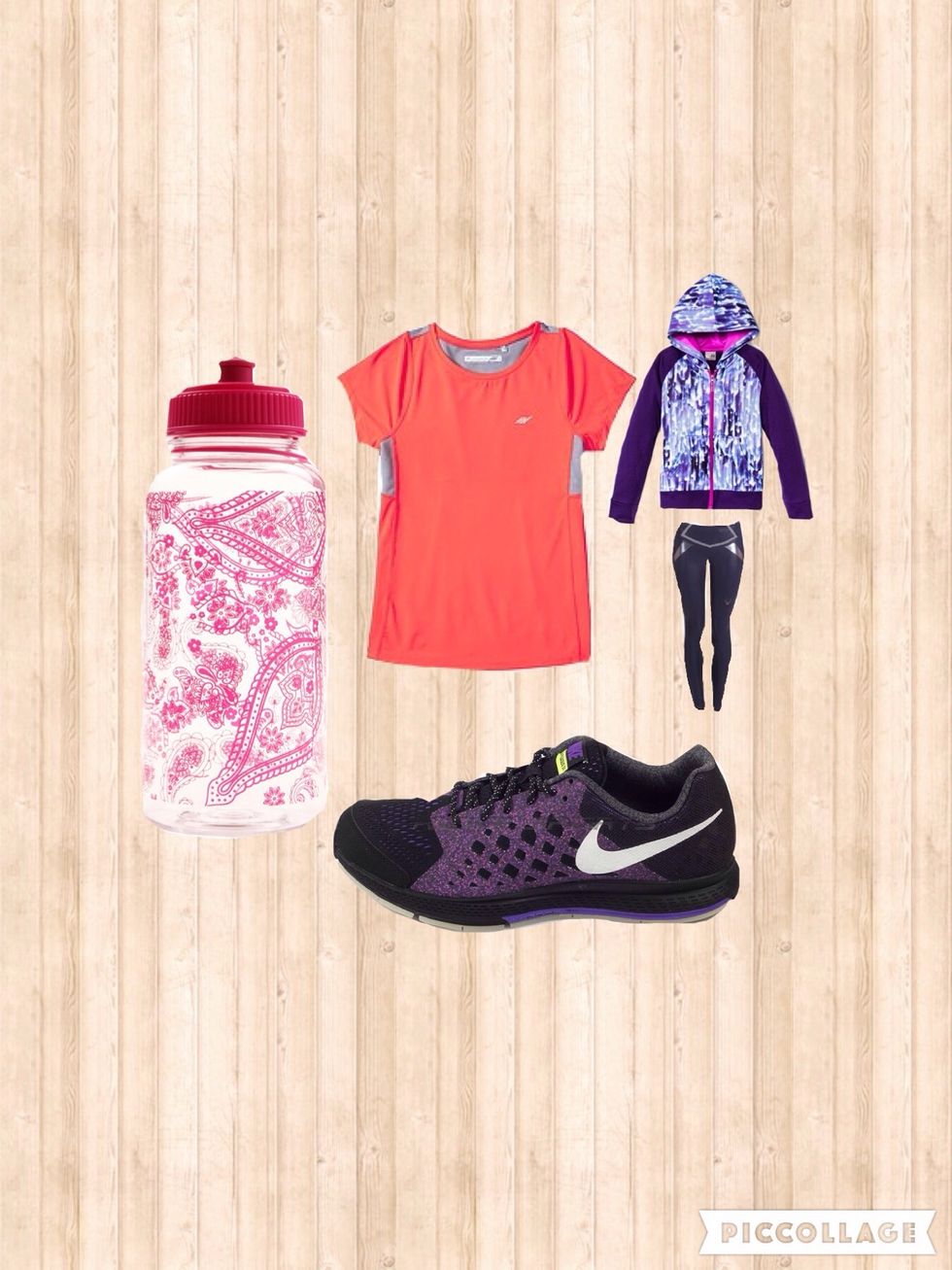 These are some examples of what you will need. You will need proper running shoes, clothes, and a drink bottle to hold your water.