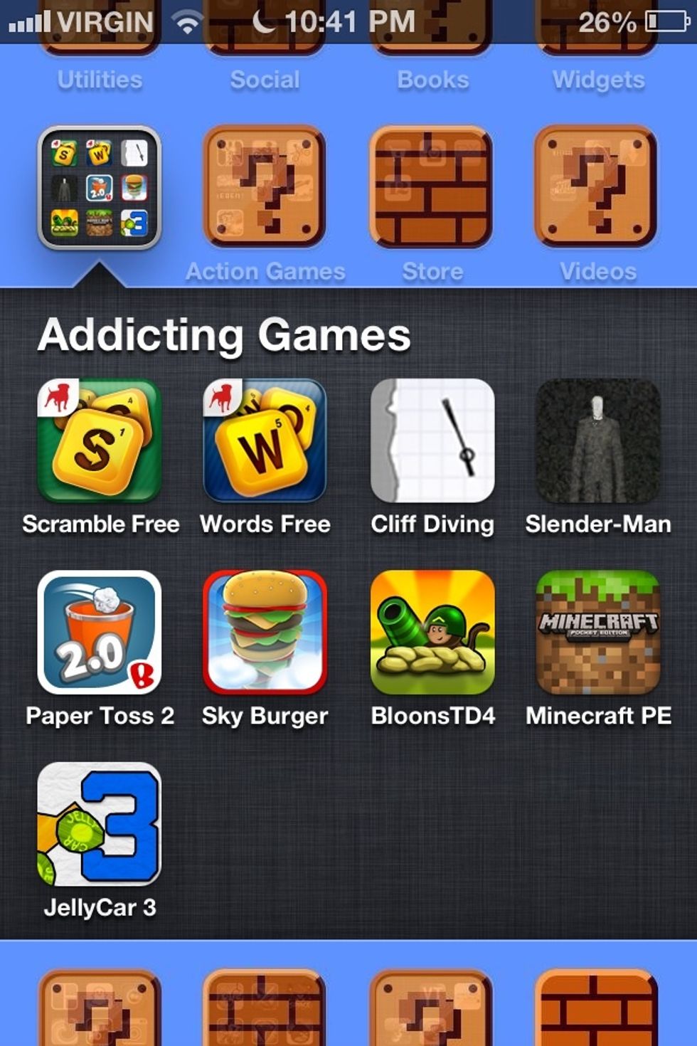 These are some of my addicting games/apps i play: a whole folder dedicated for them.