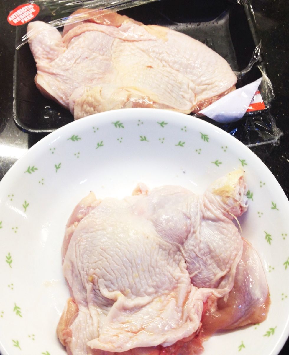 These are the chicken I'm using. They're the legs and thighs but the bones are removed and patted a little, so it's flatter and thinner.