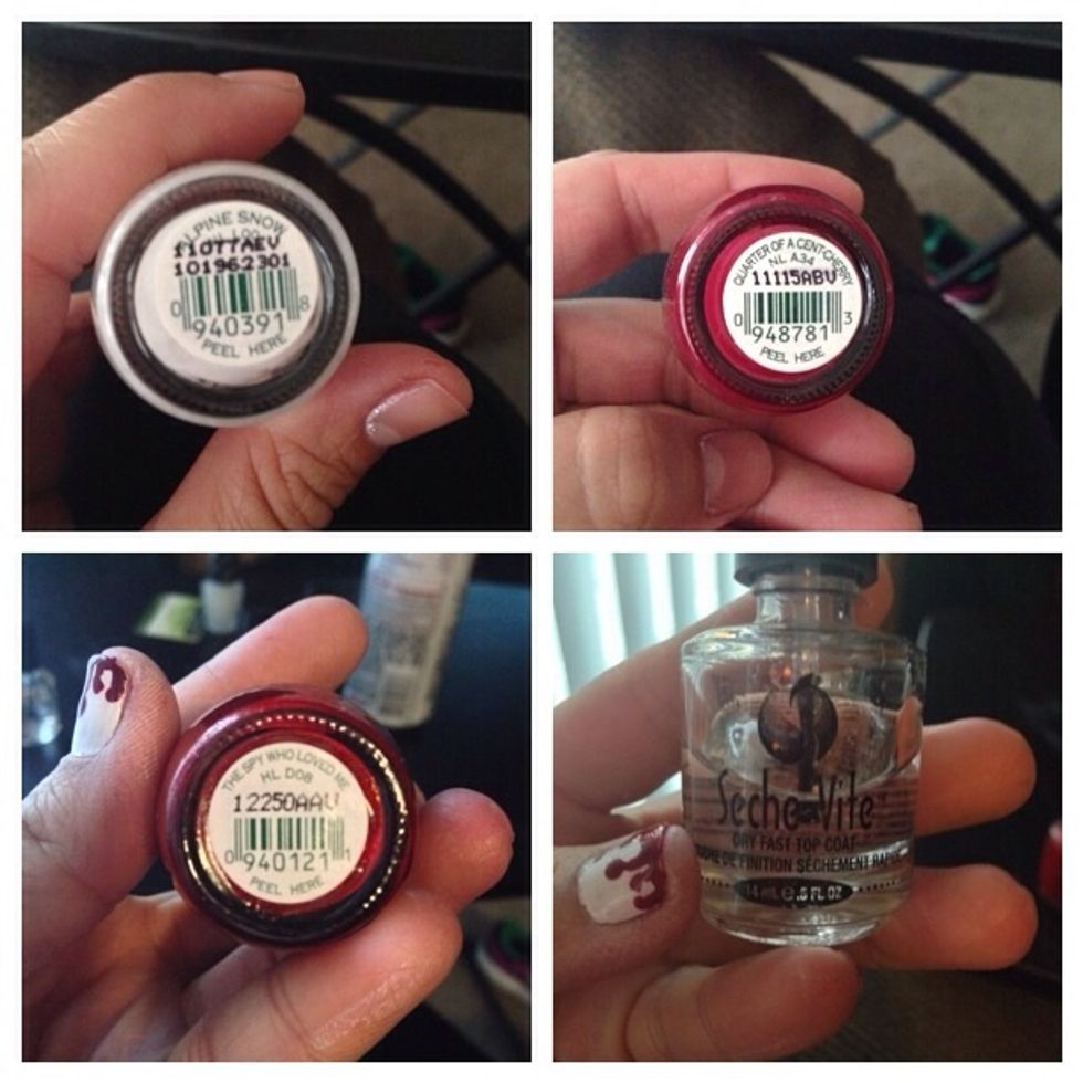 These are the colors and top coat I used any will do