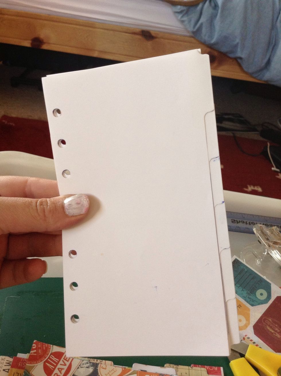 These are the dividers that came with my filofax, I find them plane and boring. I considered drawing patterns and colouring them but I thought against it. I used these as a template.
