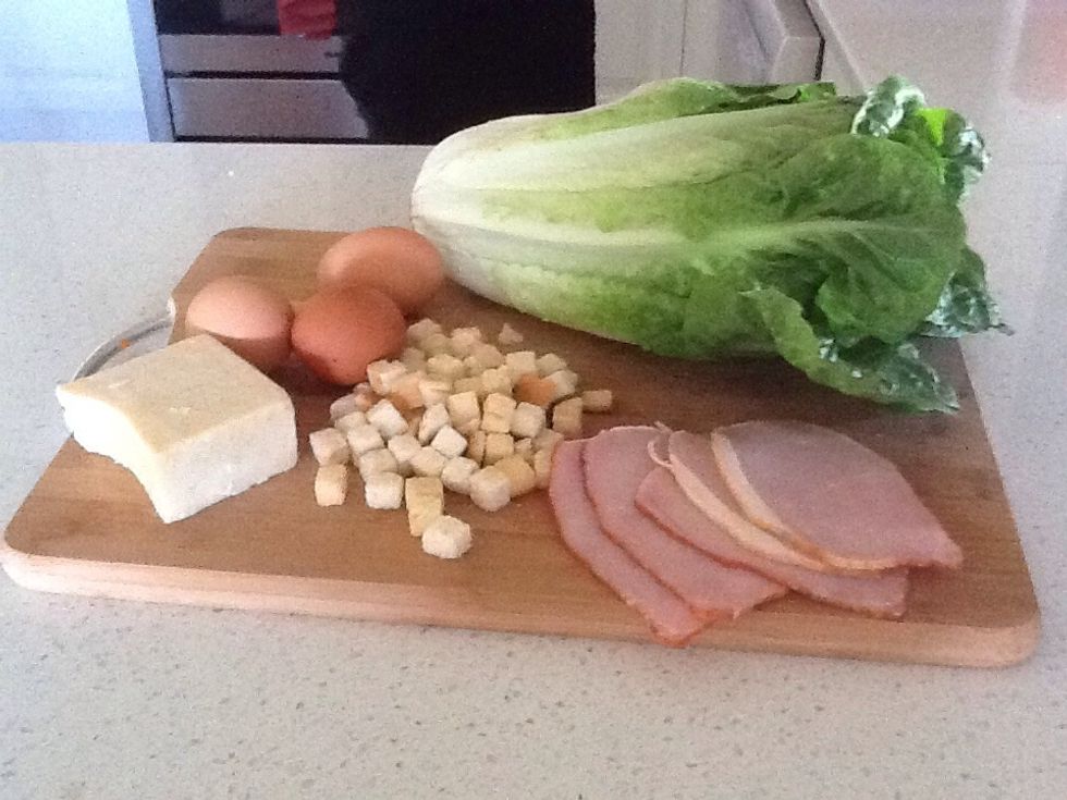 These are the ingredient required to create the Caesar Salad (mayonnaise can be used)