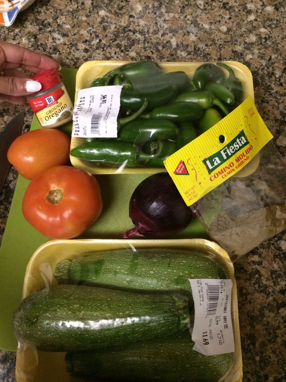 These are the ingredients that I used. If you don't want it spicy feel free to leave out the jalape\u00f1o.