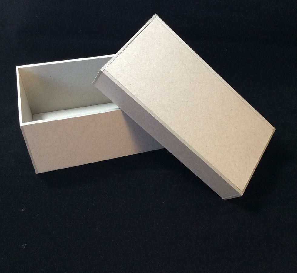These are the lid and base in a completed raw state, read to mat with patterned paper.