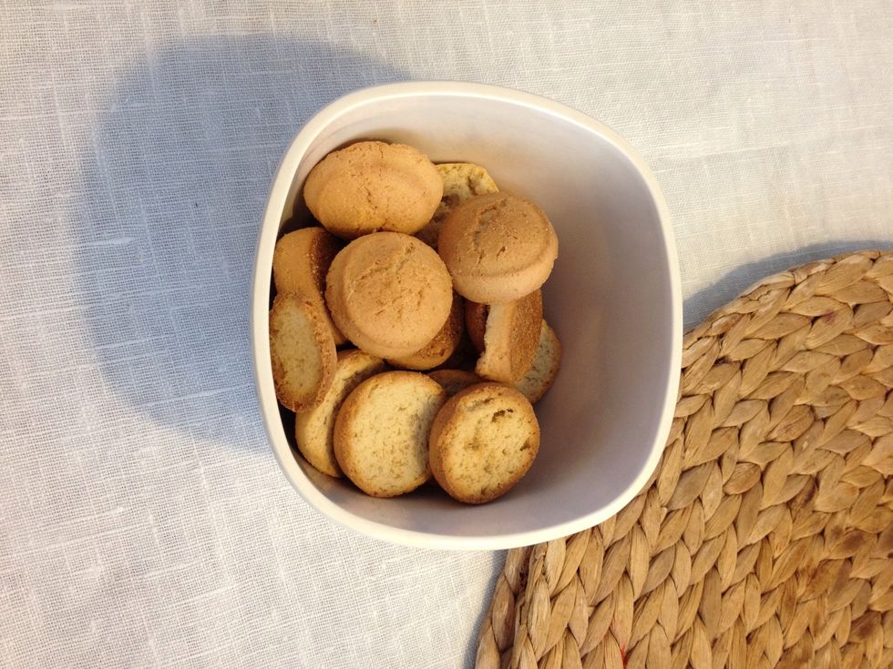 These are the little cookies, I don't have a recipe on these but you can use normal biscuits. They shouldn't be soft cause that taste disgusting...