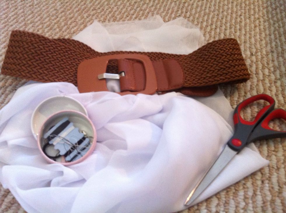 These are the materials you need. I got the fabric from a discount fabric store for $4.xx. Cheap, huh!?:)