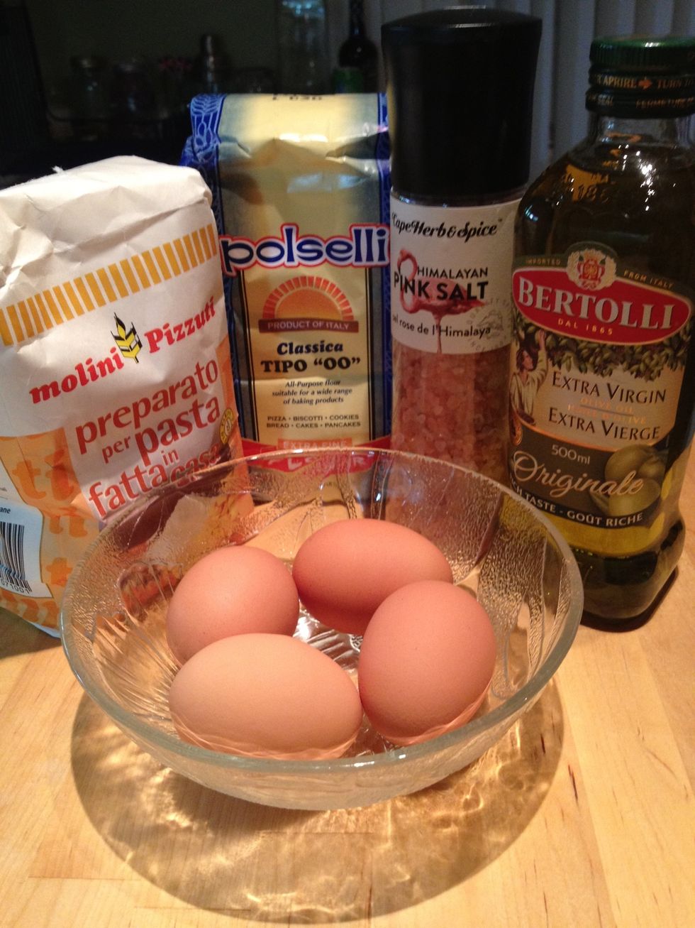 These are the only ingredients you will need--but a lot more eggs than are pictured here.