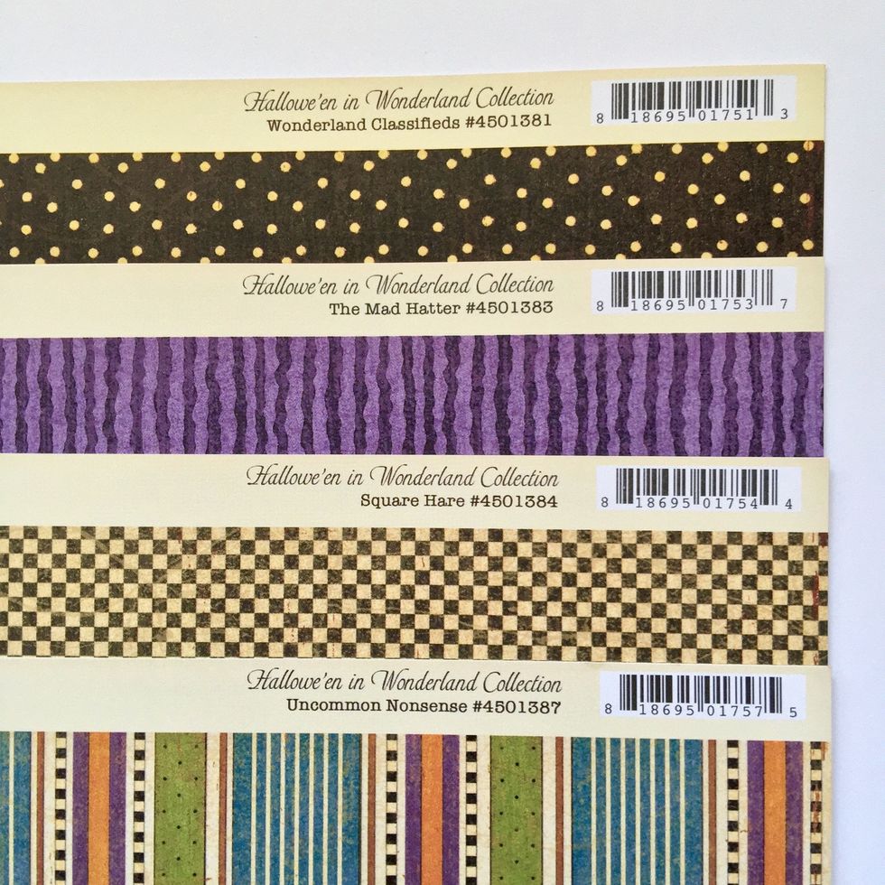 These are the papers to cover the Graphic 45 Ivory Shadow Box. All from Hallowe'en in Wonderland Deluxe Collection.