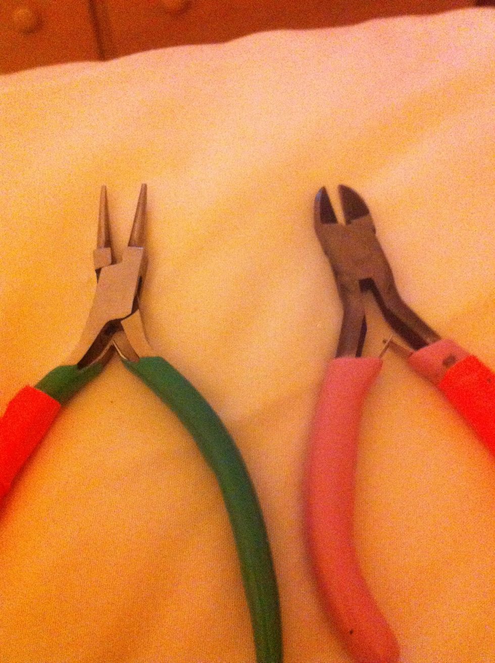 These are the pliers I'm talking about. The blue ones are the round nose and the pink ones are the wire cutters
