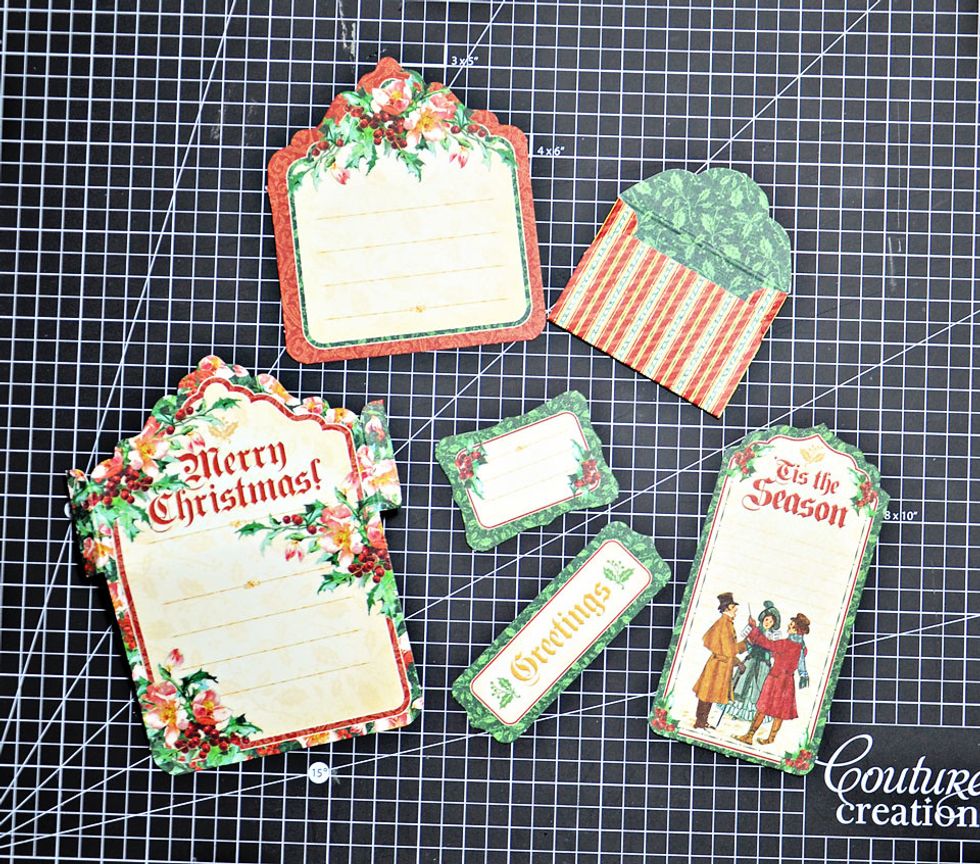 These are the Tags & Pockets from the Graphic 45 collection of your choice that are needed to create the gift card pocket inside the card.