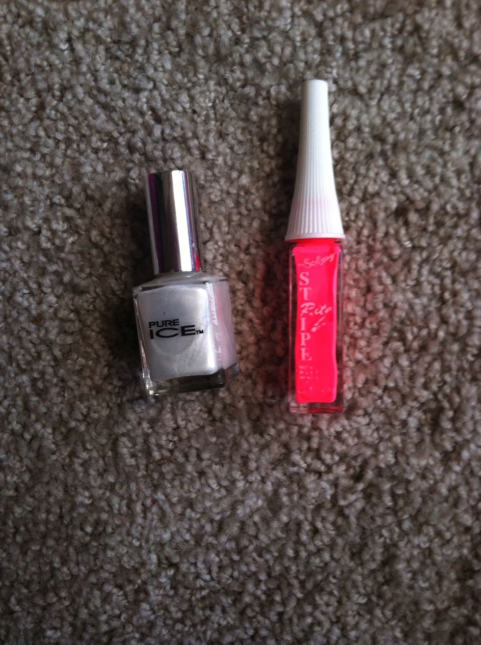 These are the two colors I chose! You can use any colors you want and any type of nail polish you want! I used this pink cuz it was the only one I had like it.
