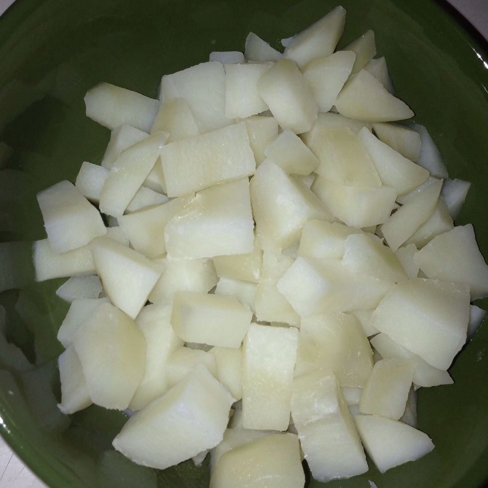 These are your done potatoes they should be done by the thine you are done cleaning and cooking the chicken.