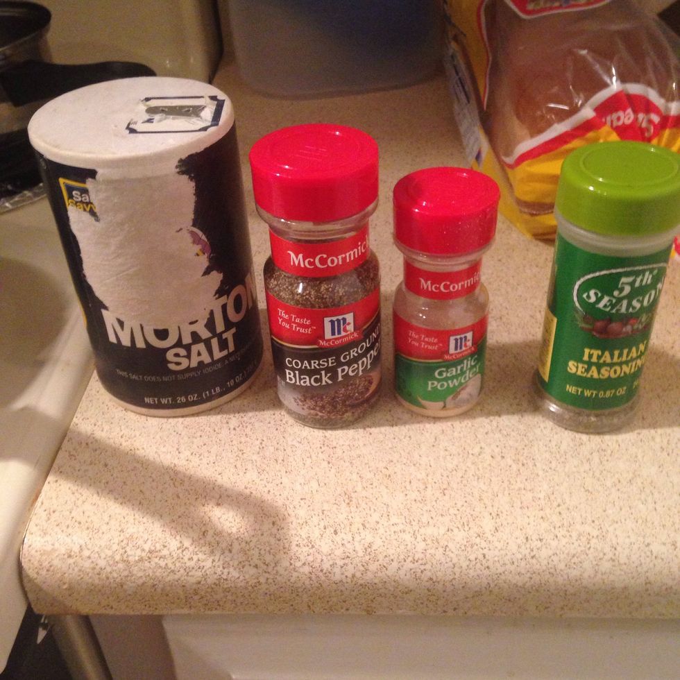 These are your seasonings season well... The one to the right is Italian seasoning