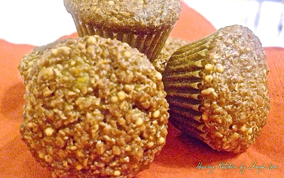 These muffins have a chewy, soft and moist texture with a intriguing crunch, thanks to the toasted millet.