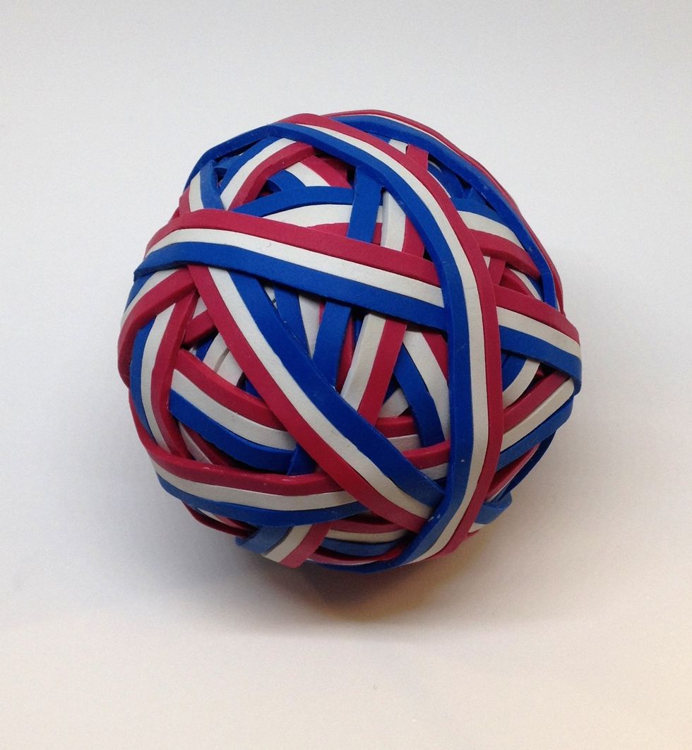 These rubber bands are ideal as they are narrow and come in nice colours. I got these on eBay. They are about 9cms (3.5") long un-stretched.