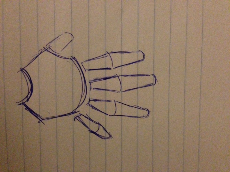 These shapes are the proximal and middle phalanges. Remember a diamond shape for fingers