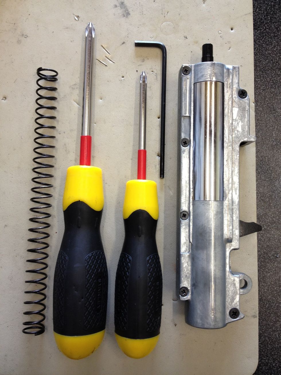 These tools should only cost about $5 - $10 at your local Wal-Mart. Fox Airsoft carries performance/upgrade springs ($15.99 - $18.99) and ICS upper gearboxes ($59.99).