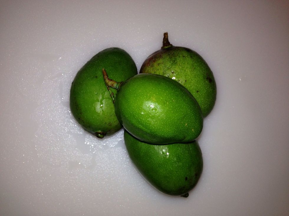 They are about the size of a lemon and have a tart but sweet taste to them.