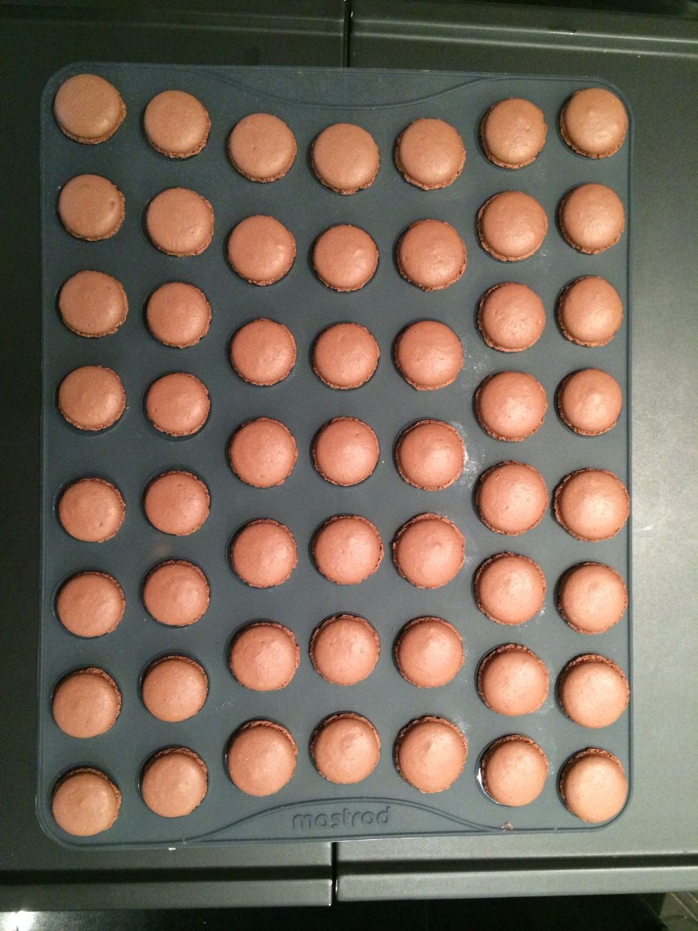 They are almost the same size. Practice.....leave the to cool and fill them with the chocolate ganache that has been prepared ahead of time. Please refer to my guide 'how to prepare chocolate ganache.