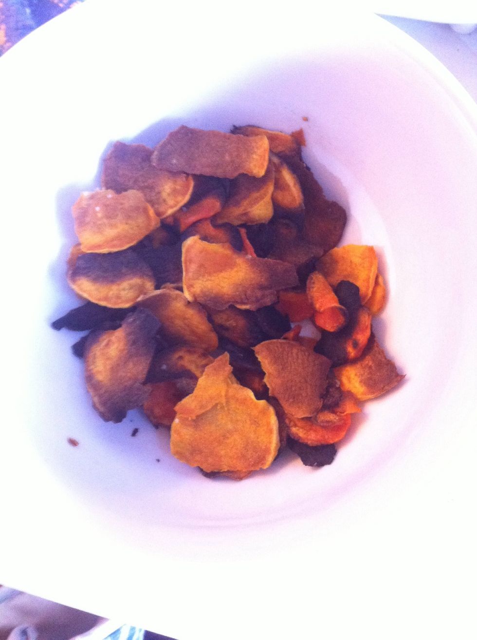 They are done when they are darker, and crisp. I love them really crispy, but it is up to personal preference really. If you want yours to have a bit on bend in them, pull them out earlier