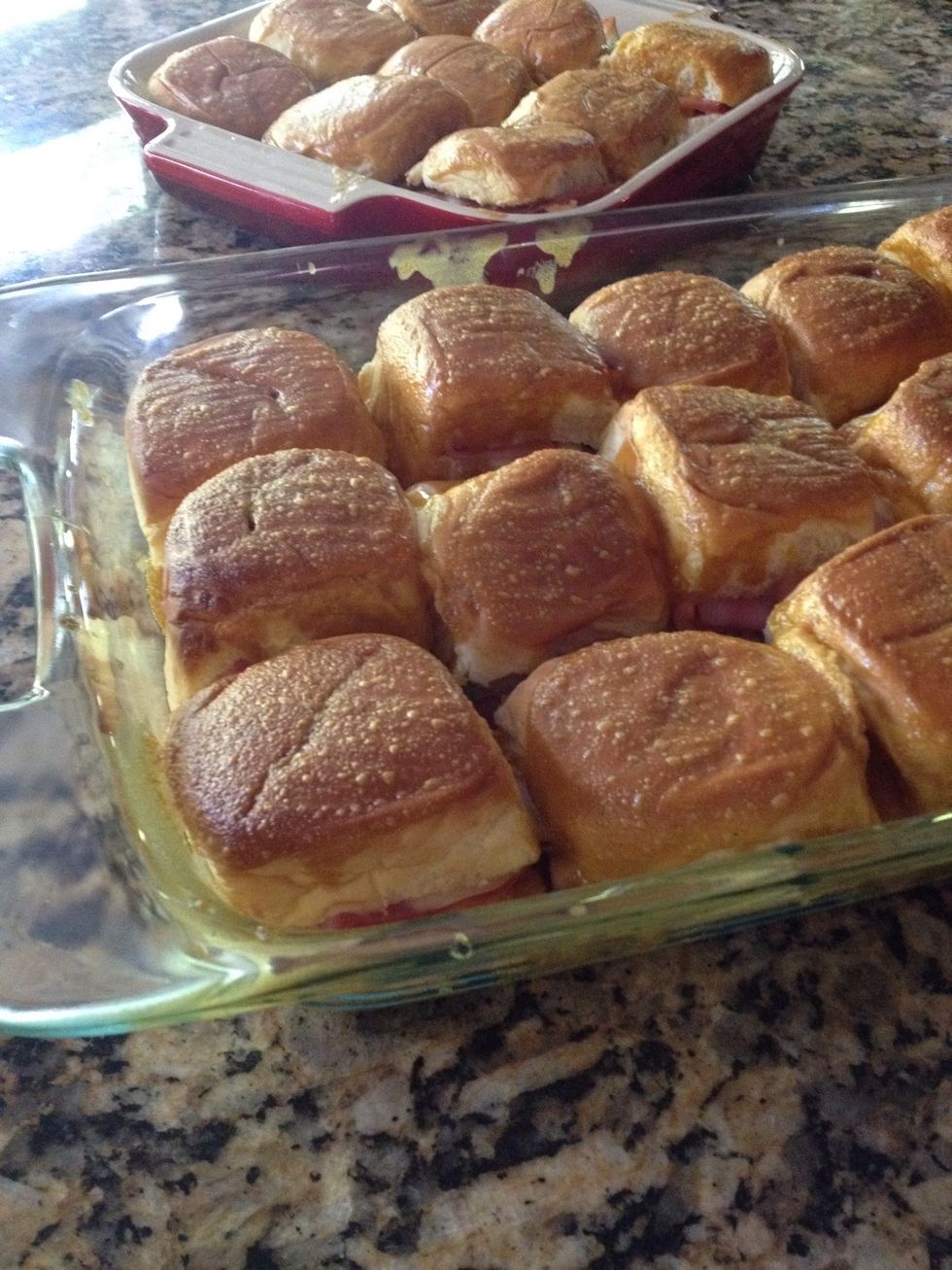 They're done when the cheese is melty and the tops are toasted and bubbly