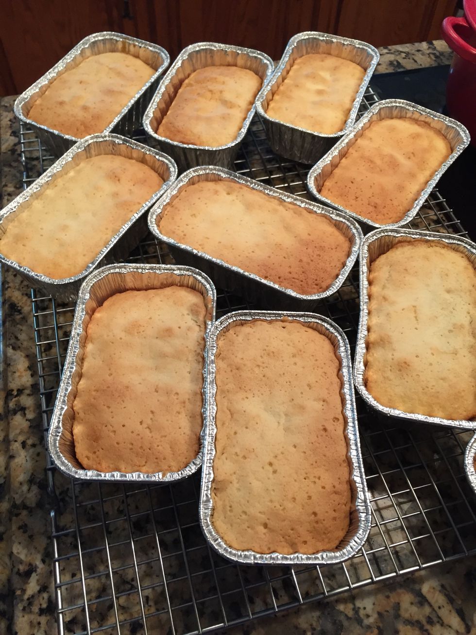 They should be just barely brown. Then pull out of oven and allow to cool for about 10 minutes before you turn out