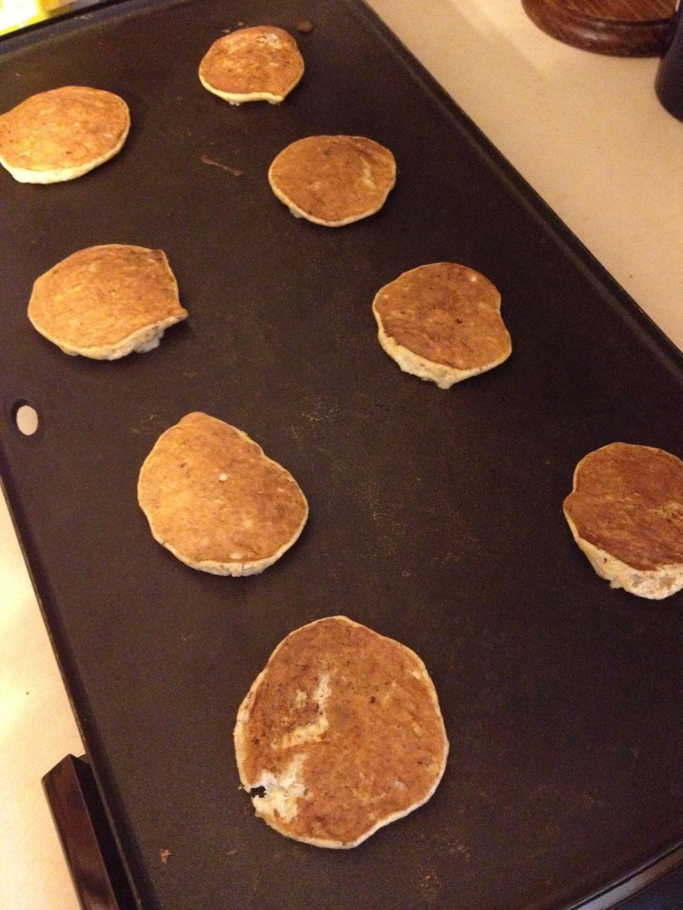 They turn up a little darker than normal pancakes. NO, they aren't burnt. They are delicious and yummy. My kids tear them up like they are candy!