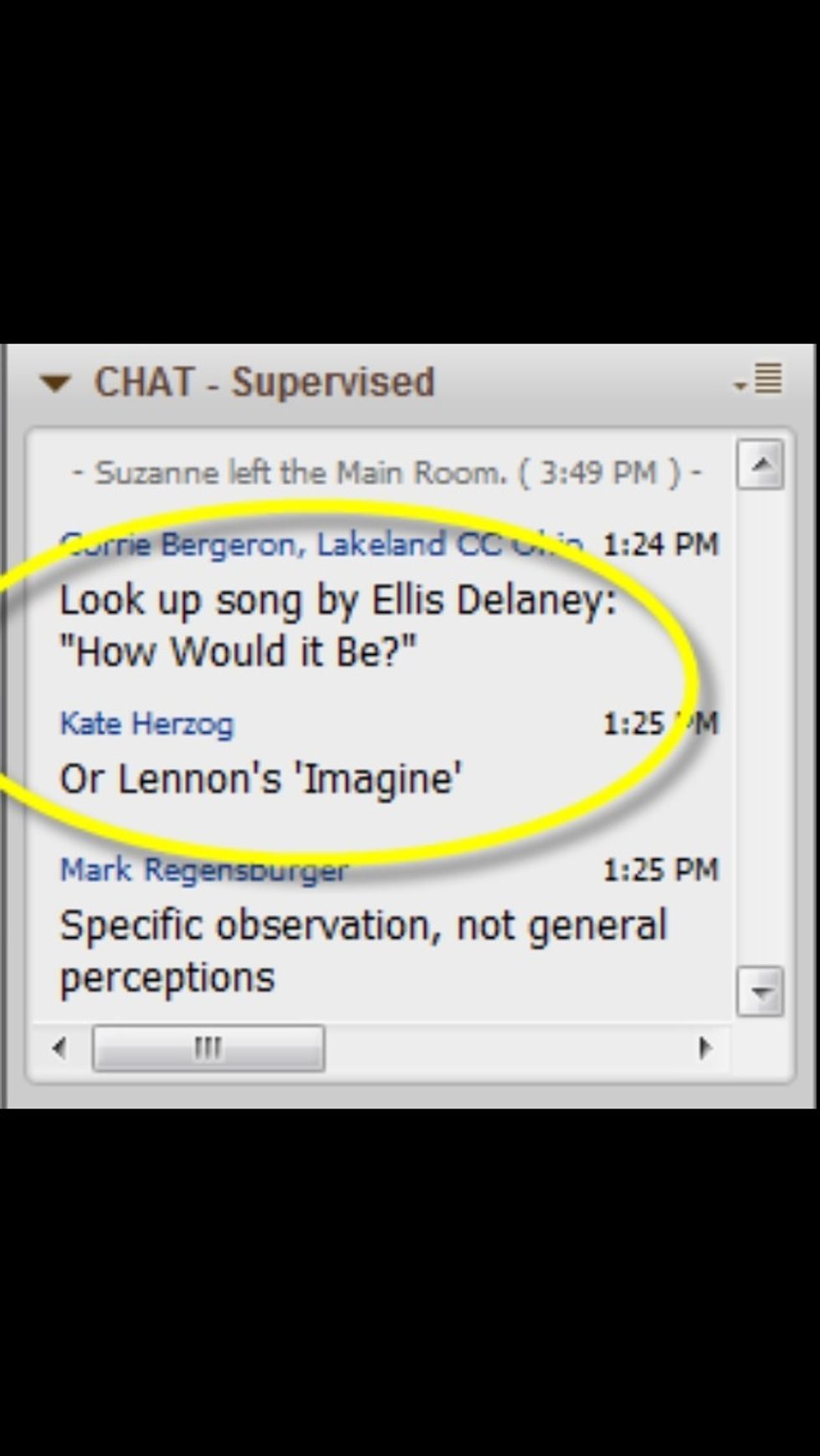 They were adding song titles in the webinar chat box.