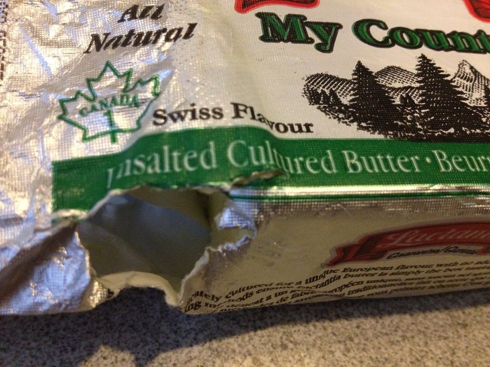 Thin slice of pasteurized unsalted butter for the eggs