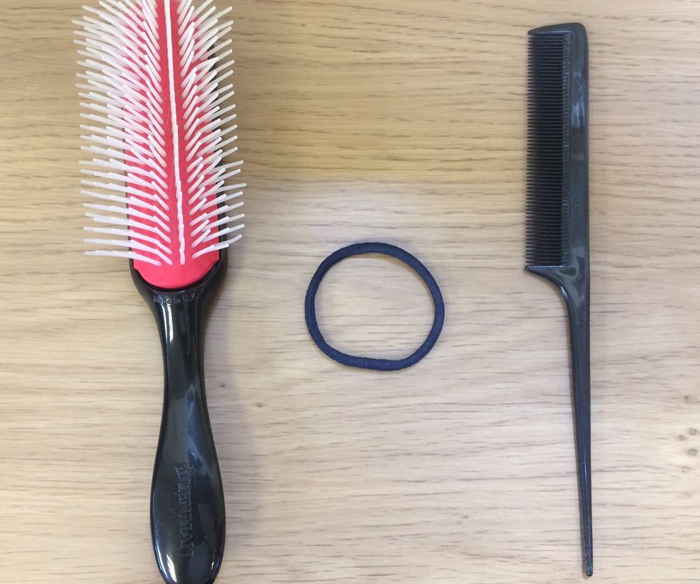 Things you need for the braid is a hair brush, hair tie and a tail comb