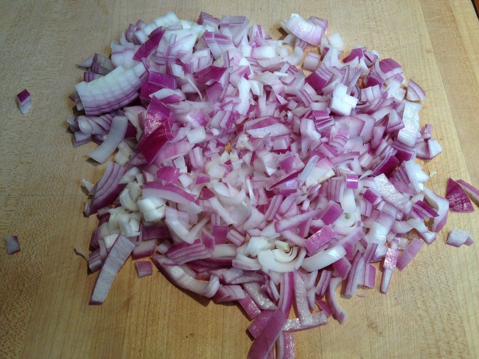 Thinly chop a red onion