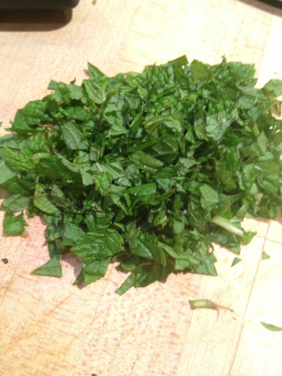 Thinly chop the fresh mint.